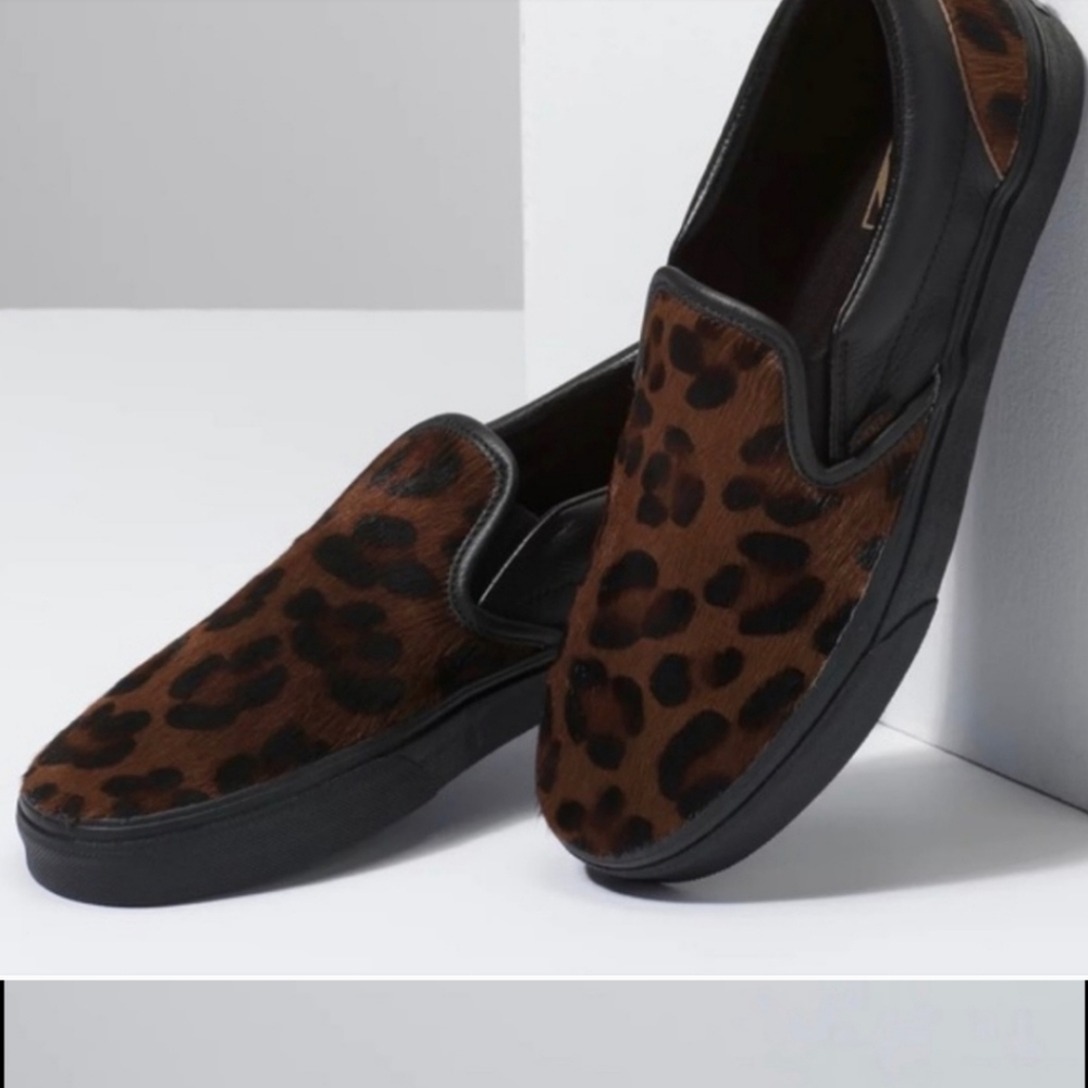 Vans Classic Slip On Calf Hair Dark Leopard Sneaker Size 9 Men